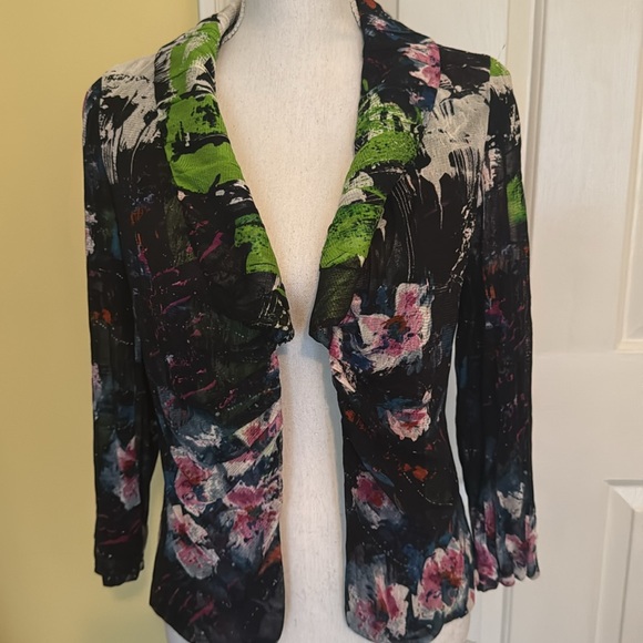 Alberto Makali Multicolor Silk Jacket w/ Mesh Overlay - Picture 1 of 11